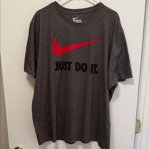 Nike Dark Gray Tee with Red Swoosh Men’s XXL
